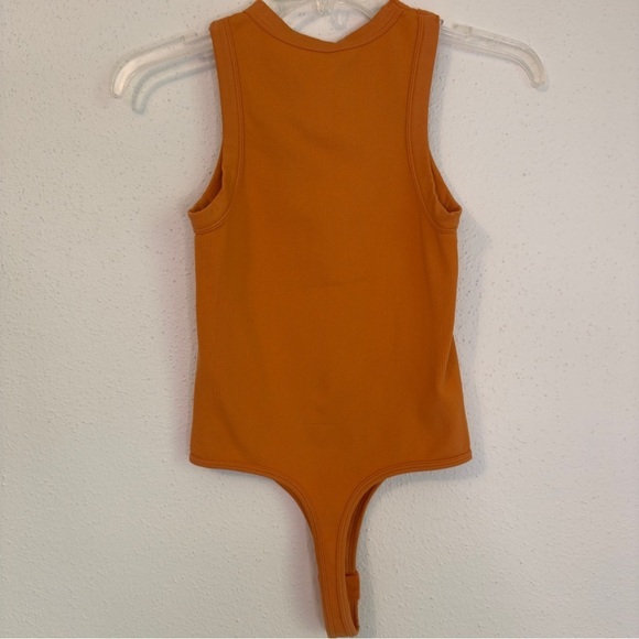 Happily Grey Tops - Happily Grey Women's Sleeveless Ribbed Crew Neck Bodysuit Orange Size M/L